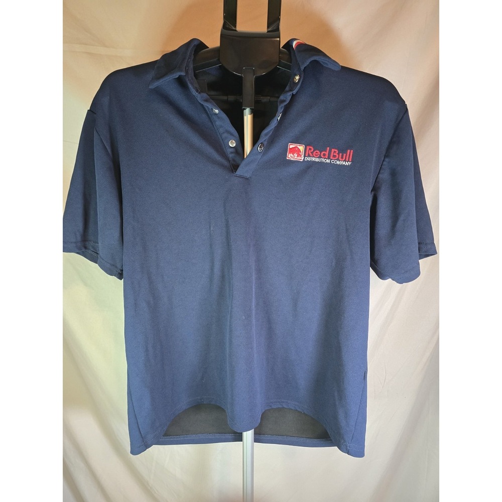 Red Bull Polo Shirt Men‎ Size small Blue Snap Distribution Short Sleeve Cotton